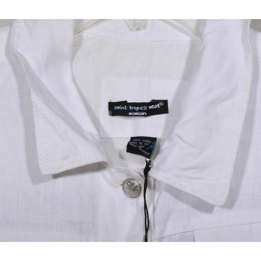 NWT Saint Tropez West 100% Linen White Button Front Jacket Shirt Sz 2X - Picture 2 of 4